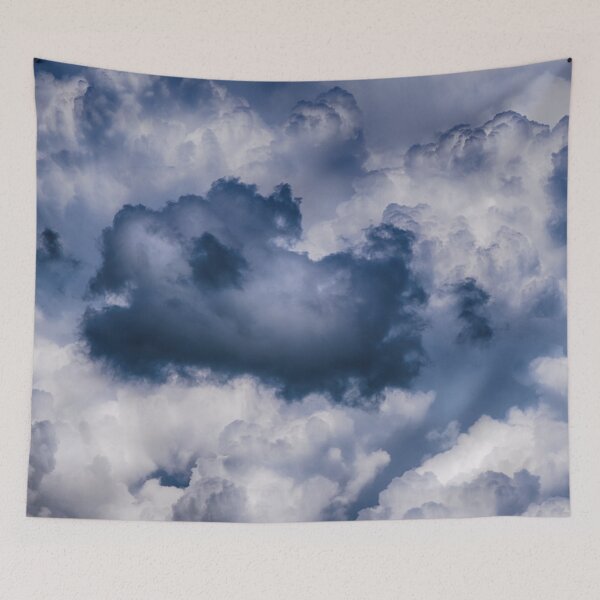 Item preview, Watercolor ink clouds, dark blue, white sky designed and sold by August-E.