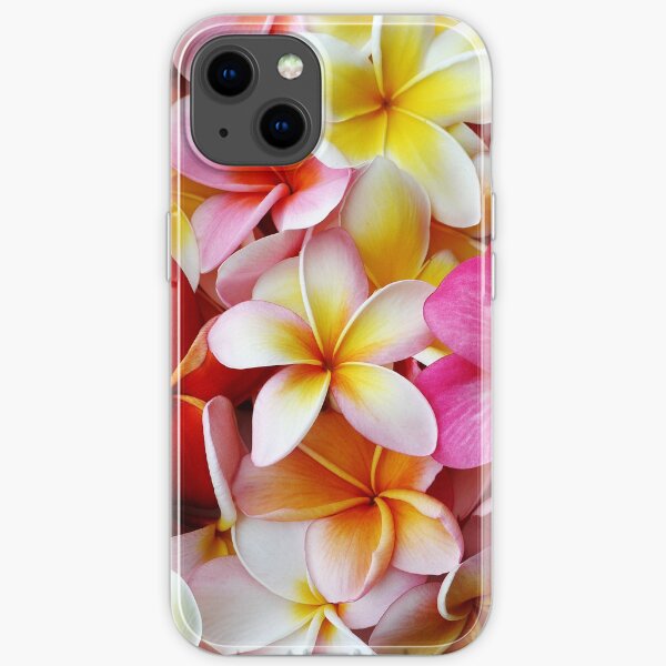 Plumeria Pink White Frangipani Tropical Hawaiian Flower Floral Fine Art iPhone Soft Case