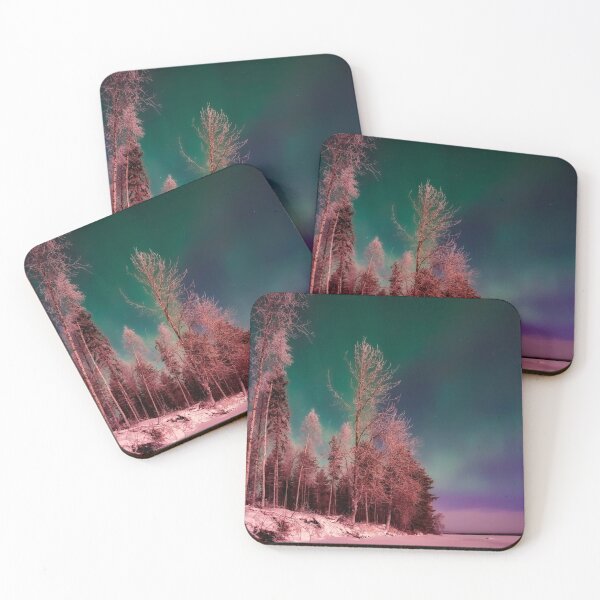 Item preview, Sweden Aurora lights winter snow pines designed and sold by August-E.