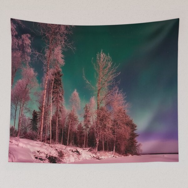 Item preview, Sweden Aurora lights winter snow pines designed and sold by August-E.