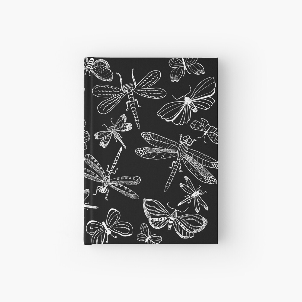 Dragonfly-Butterfly Illustration, Fine Art Hardcover Journal