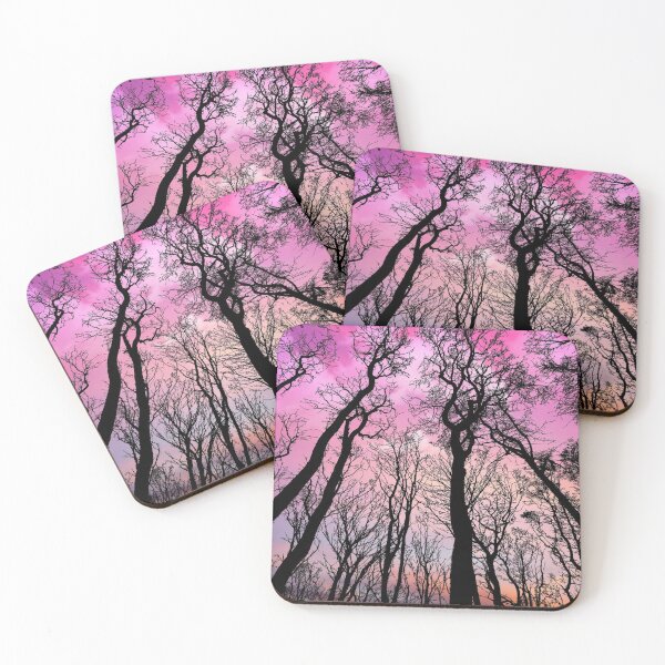 Item preview, Dreamy Forest Silhouette, pink orange after midnight sky designed and sold by August-E.