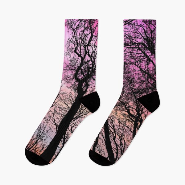 Item preview, Dreamy Forest Silhouette, pink orange after midnight sky designed and sold by August-E.