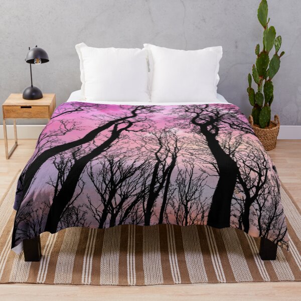 Item preview, Dreamy Forest Silhouette, pink orange after midnight sky designed and sold by August-E.