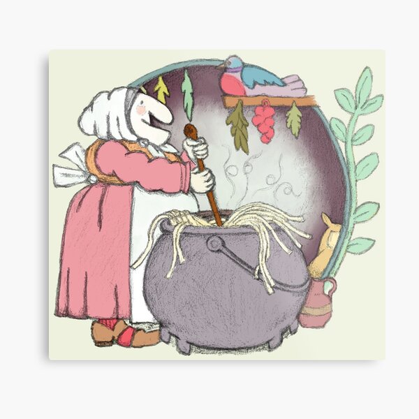 Strega Nona with Pasta Pot Metal Print for Sale by medusagf