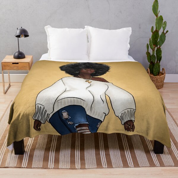 Item preview, Curvy Dark Skin Black woman with big afro - African American Art designed and sold by sociallynina.
