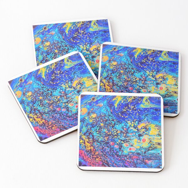 Item preview, Starry Night inspired acrylic abstract pour designed and sold by Awesomefamily.