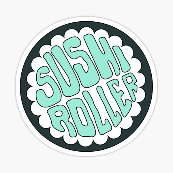 Item preview, Aqua retro sushi roller logo designed and sold by Sushi-Roller.