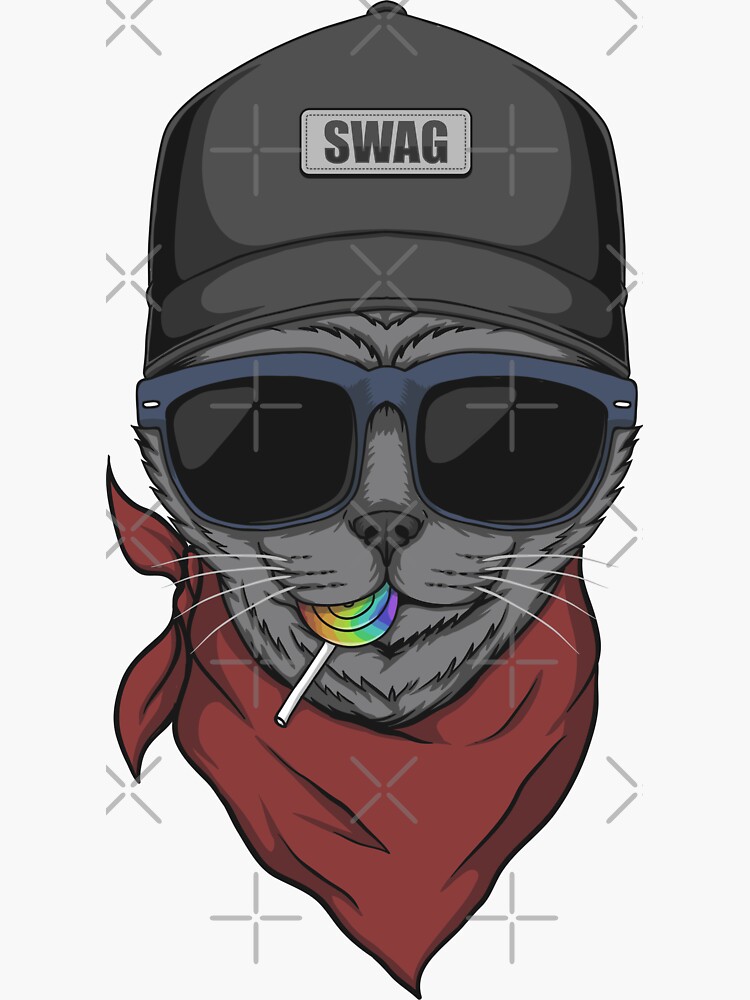 "Swag Cat Sunglasses" Sticker for Sale by stickersworld31 Redbubble