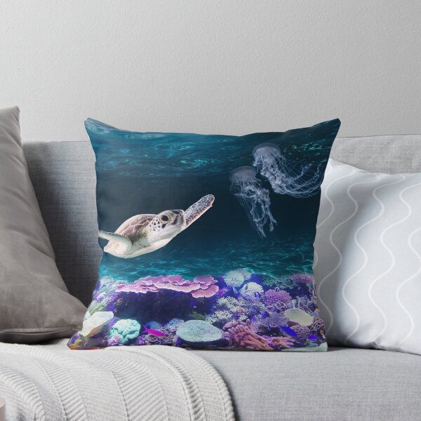 Item preview, Sea Turtle swimming near Coral Reefs and Jellyfish designed and sold by Brasilia.