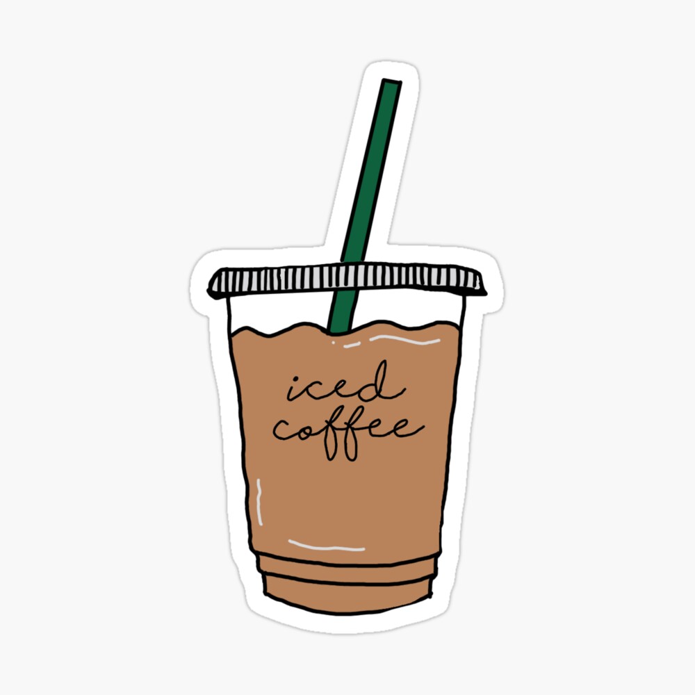 Cute Iced Coffee Cups - Classic Brown Sticker for Sale by