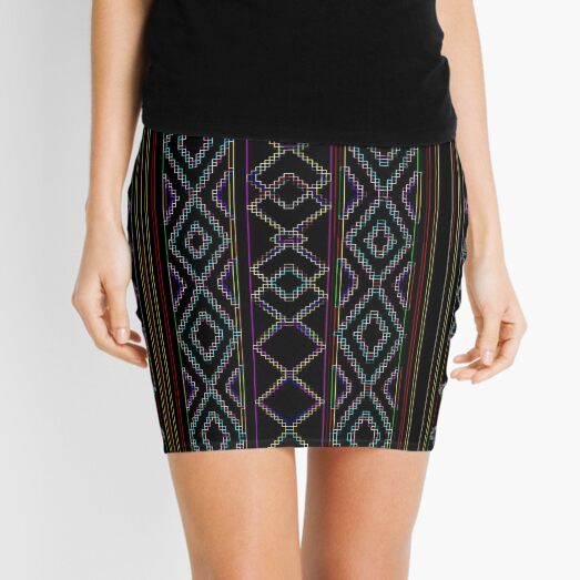 Arabesque Neon Lines Art Mini Skirt