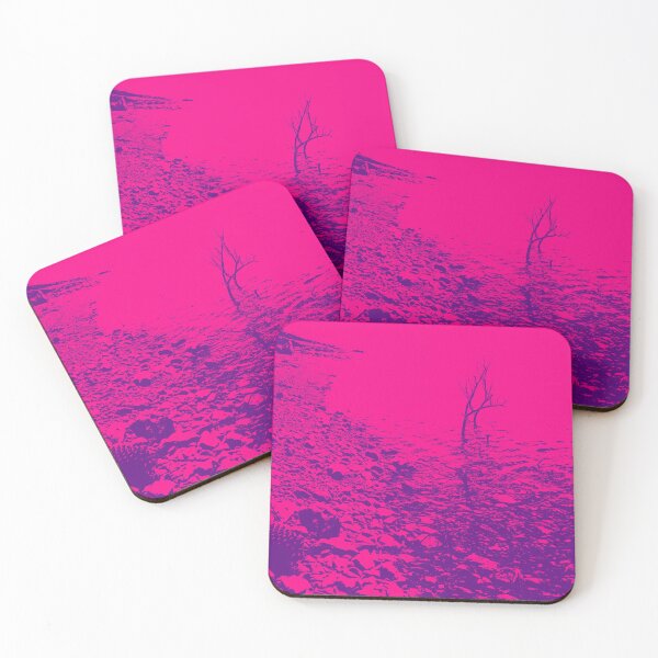 Item preview,  stony lake edge with pine cone and stick in water pink gradient water designed and sold by Brian Scantlebury.