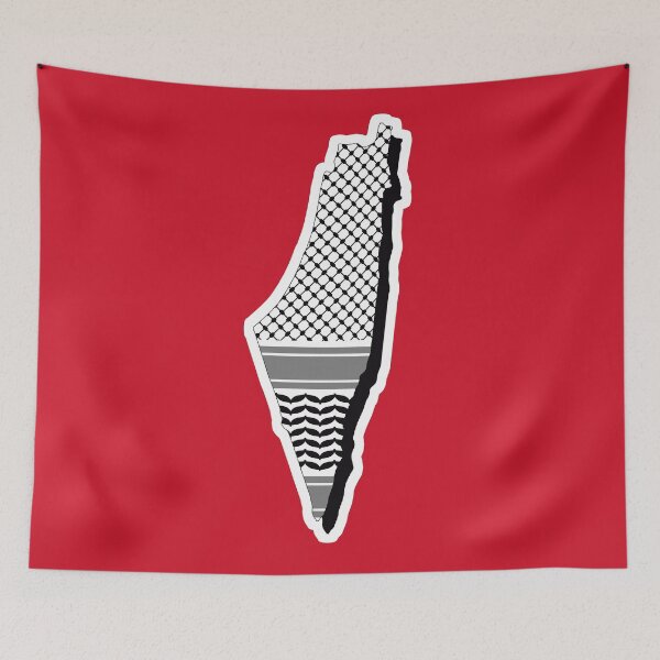 Item preview, Palestinian Country Outline with Keffiyeh - خريطة فلسطين و الكوفية  designed and sold by ArabicMerch.