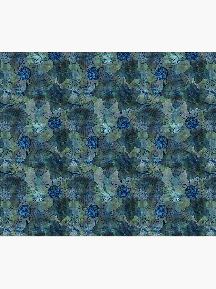 mottled green and blue floral with butterflies pattern by DlmtleArt