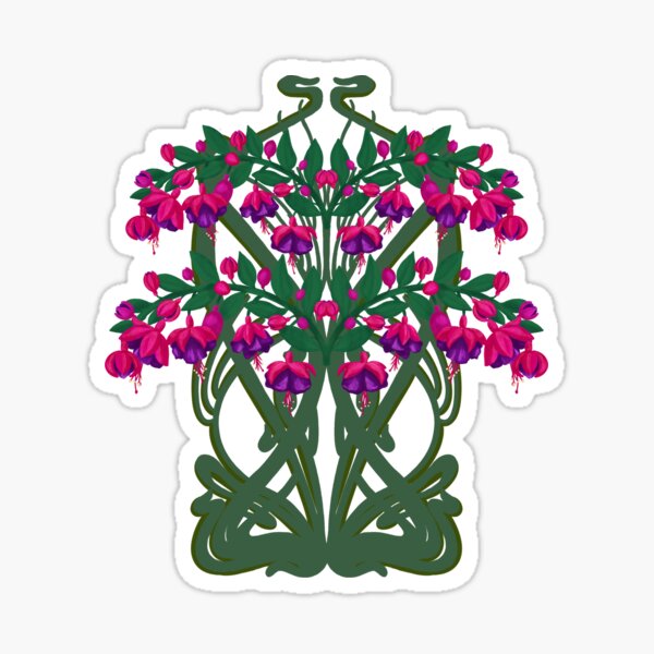 Art Nouveau Fuchsias Sticker