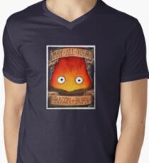 Howl's Moving Castle Illustration - CALCIFER (original) Men's V-Neck T-Shirt