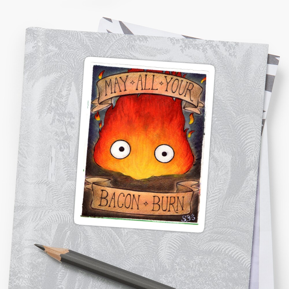 "Howl's Moving Castle Illustration - CALCIFER (original) " Stickers by