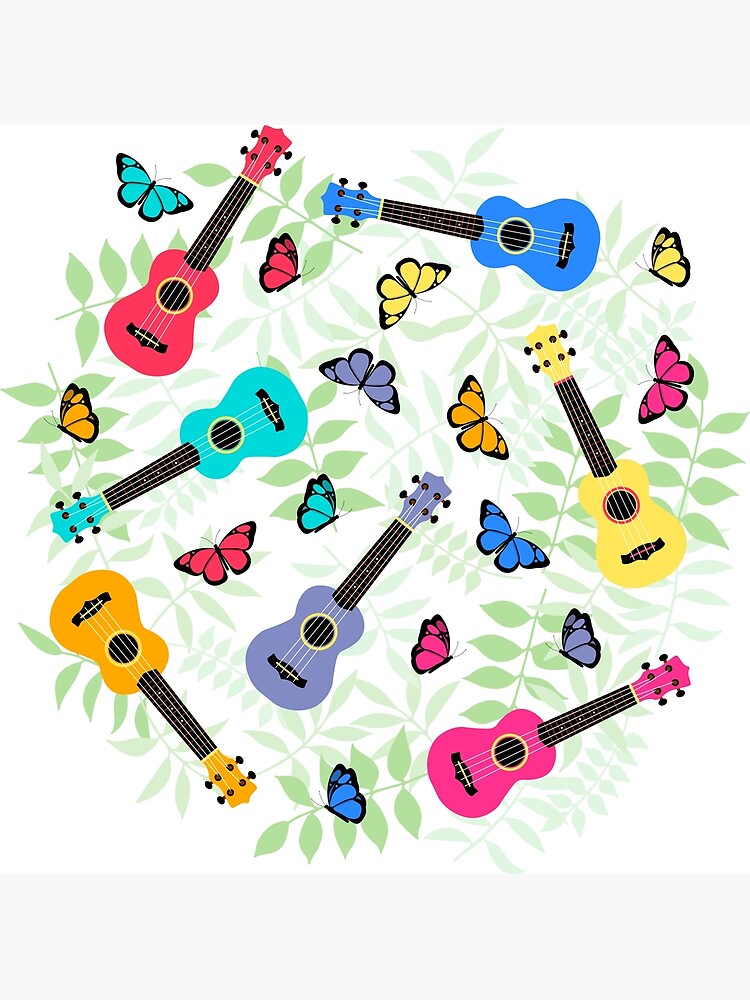 "Ukulele with butterflies" Poster for Sale by KrapOlga Redbubble
