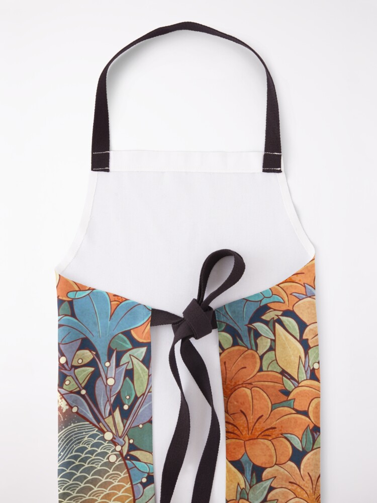 Alternate view of Neko and flowers Apron