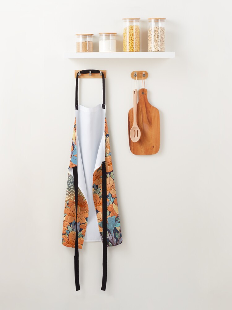 Alternate view of Neko and flowers Apron
