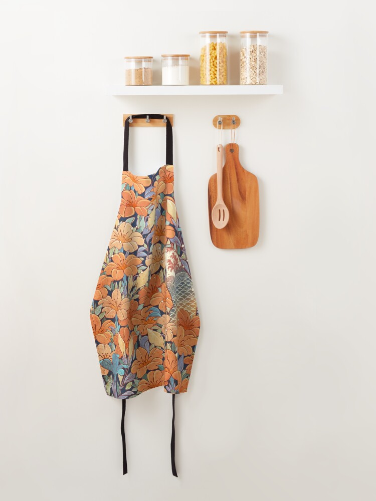 Alternate view of Neko and flowers Apron