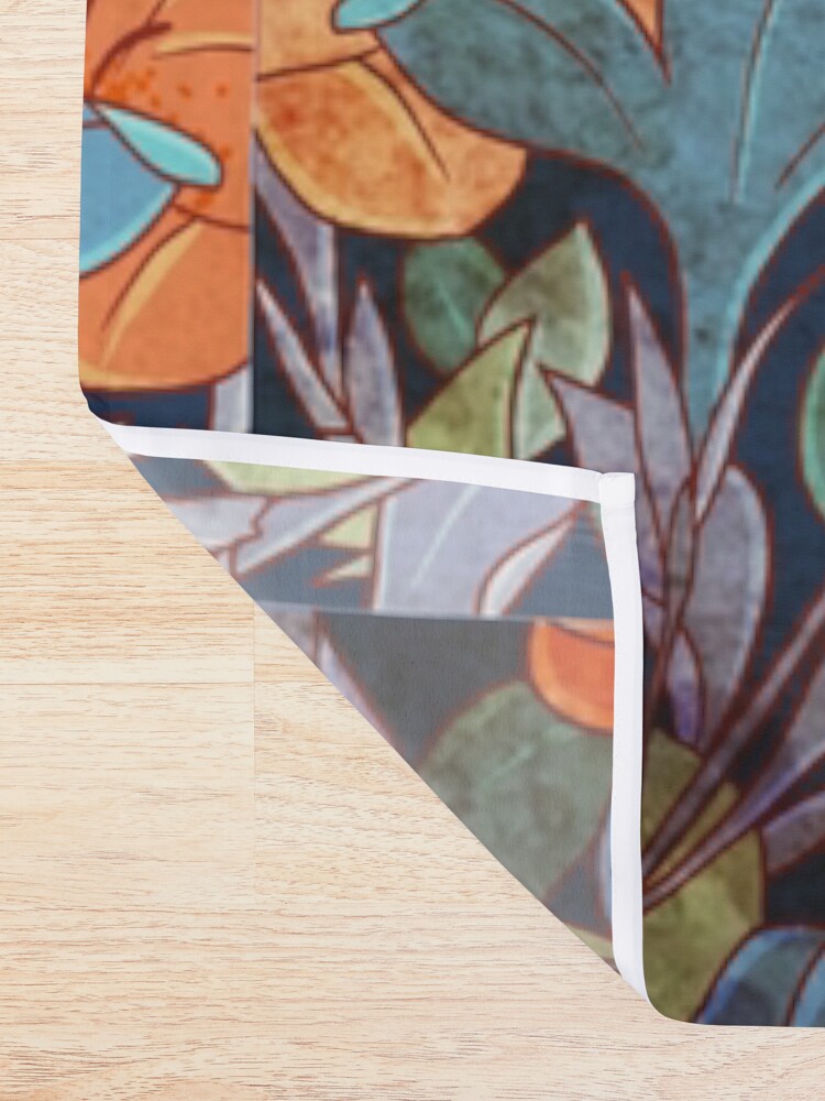 Alternate view of Neko and flowers Shower Curtain