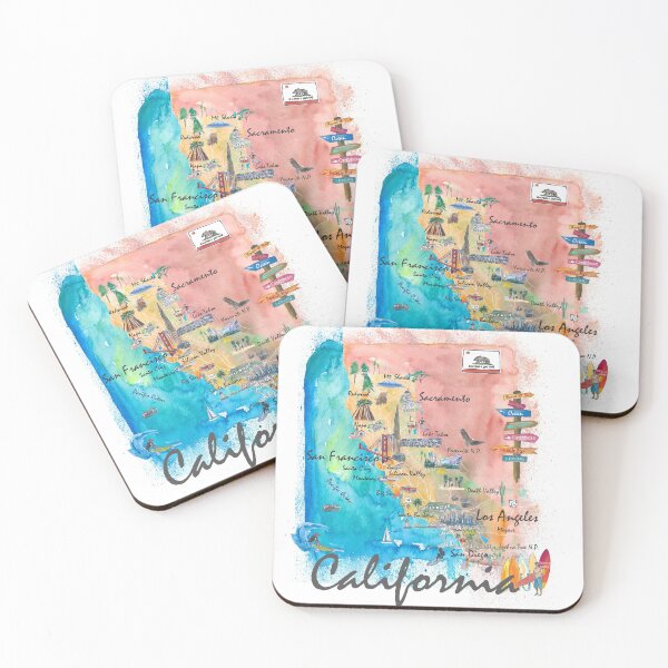 Item preview, California Illustrated Map with Tourist Highlights and Roads 2nd Edition designed and sold by artshop77.