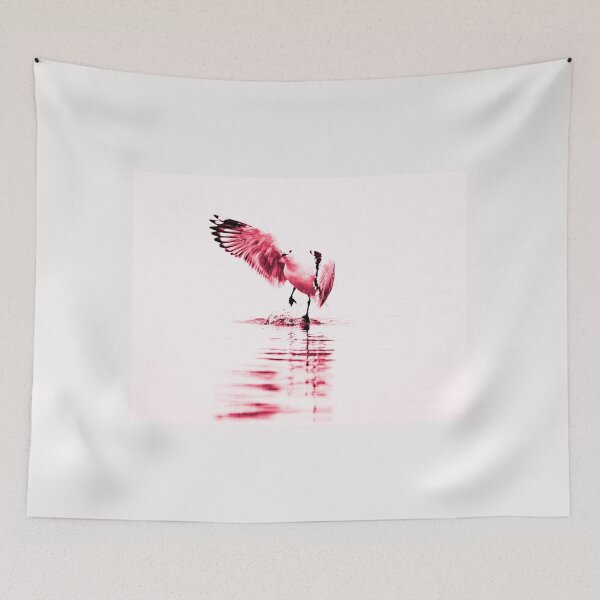 Item preview, Seagull skipping across water in monochrome red on white in illustrative style designed and sold by Brian Scantlebury.