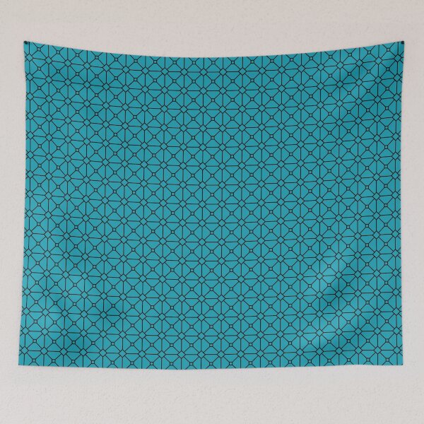 Item preview, Turquoise background with black mash pattern designed and sold by Brontorino.