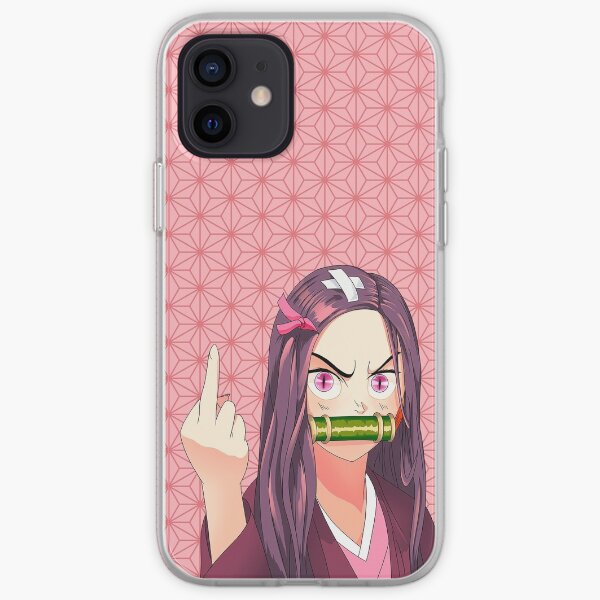 Angry Nezuko Kamado from Demon Slayer | Kimetsu no Yaiba | Pink, Pattern iPhone Soft Case