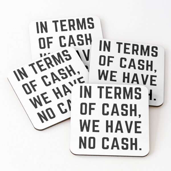 Item preview, Stonks only go up "IN TERMS OF CASH WE HAVE NO CASH" sarcastic quote sticker [P-Q 76][671] designed and sold by HIPNOTIZAR  CRAFTS.