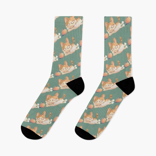 Item preview, Customized and illustrated cute cat and orange pattern on a green plain background. designed and sold by pinklimesshop.