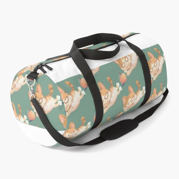 Item preview, Customized and illustrated cute cat and orange pattern on a green plain background. designed and sold by pinklimesshop.