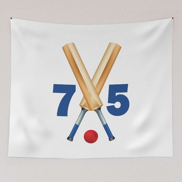 Item preview, Cricket number 75 - seventy five with bats and ball designed and sold by AllShirts21.