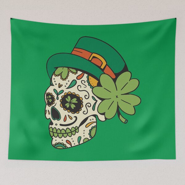 Item preview, Sugar Skull And Shamrock Hat St Patrick's Day Celebration designed and sold by Singhe Design.