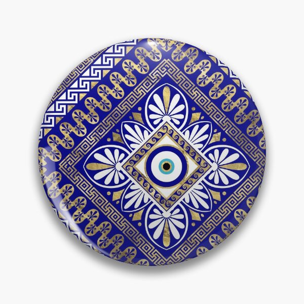Item preview, Greek Meander Key and Evil Eye Ornament designed and sold by k9printart.
