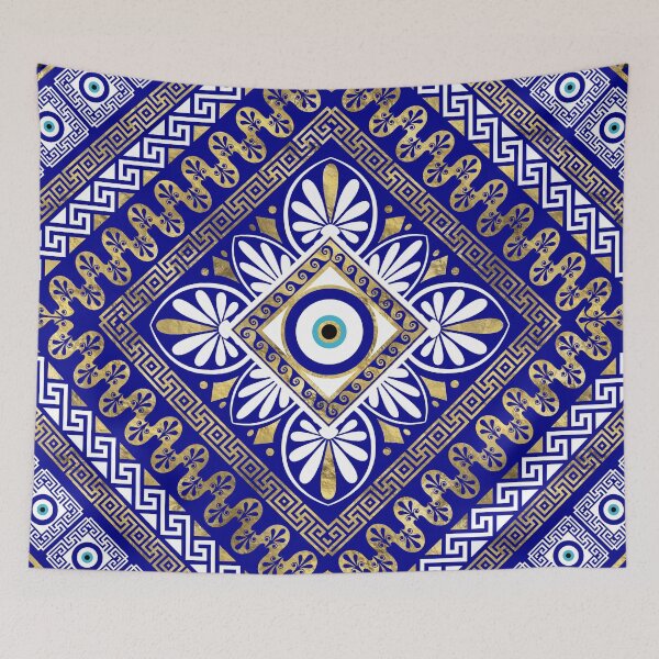 Item preview, Greek Meander Key and Evil Eye Ornament designed and sold by k9printart.