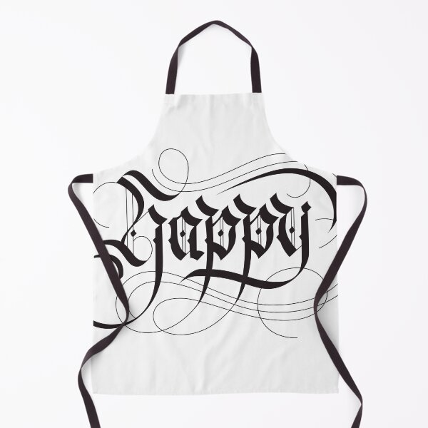 Artikelvorschau, "Happy" Blackletter Handlettering With Swooshes Decoration entworfen und verkauft von gamboling.