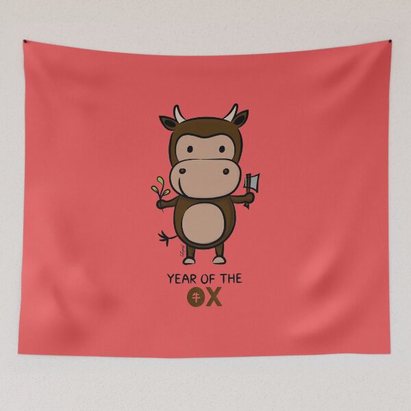 Item preview, Year of the Cute Ox Chinese New Year 2021 Zodiac Animal  designed and sold by flowtojoy.