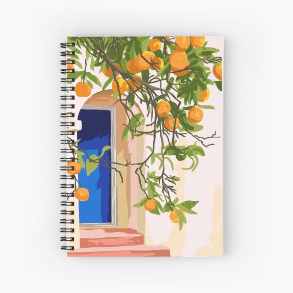 Wherever you go, go with all your heart,Summer Orange Tree Travel Luxury Villa Spain Greece Painting Spiral Notebook