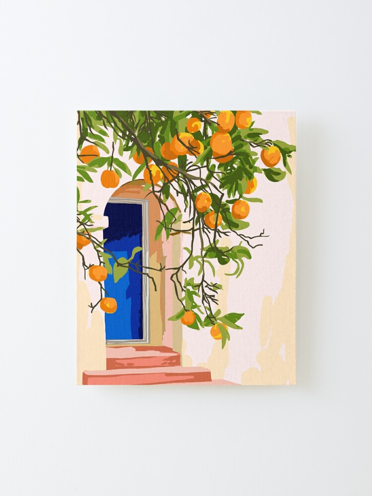Alternate view of Wherever you go, go with all your heart,Summer Orange Tree Travel Luxury Villa Spain Greece Painting Mounted Print