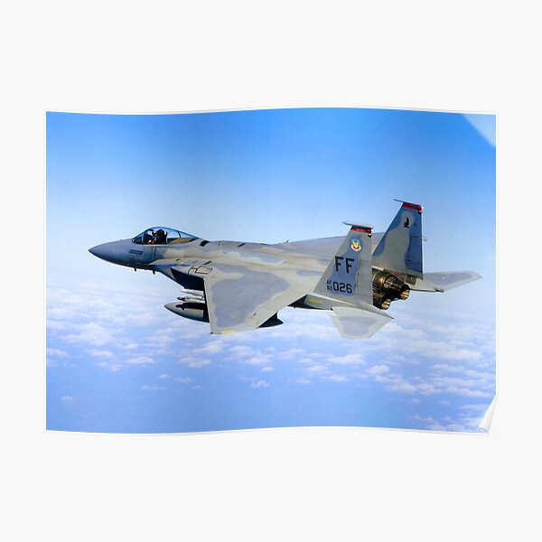 F-15 flying above the clouds Poster