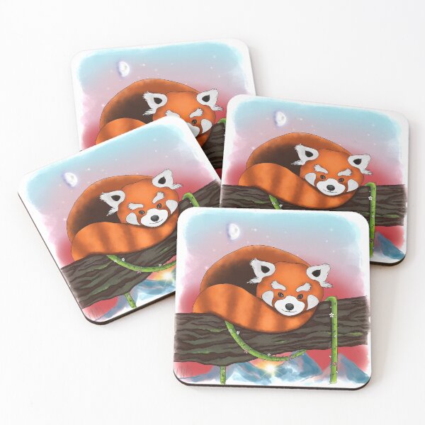 Item preview, relax little red panda cartoon nursery art designed and sold by MiniMoonArts.