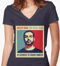 Phil Ring Pixel King Women's Fitted V-Neck T-Shirt