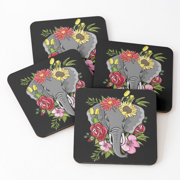 Item preview, Elephant with flowers retro designed and sold by ElBeDesigns.