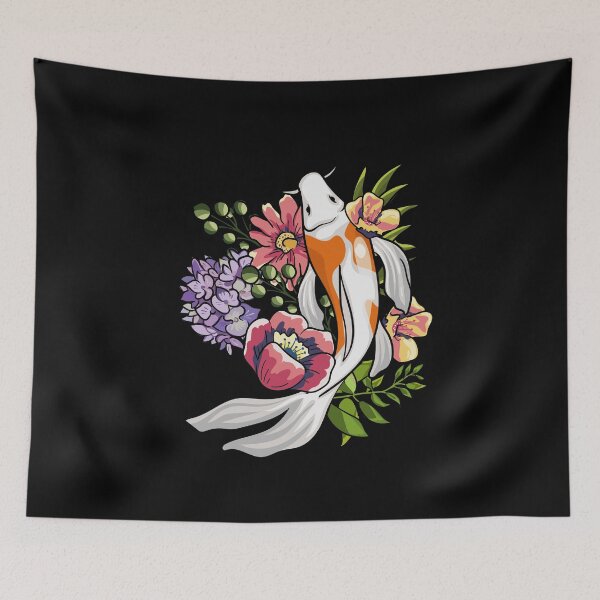 Item preview, Koi with flowers retro designed and sold by ElBeDesigns.