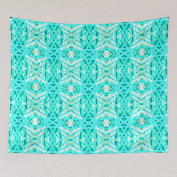 Item preview, Summertime Vibes Maximalist Green Blue Turquoise White Geometric Lattice Pattern designed and sold by PatternPerfect.
