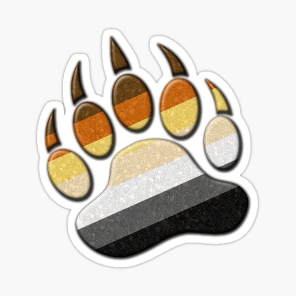 Gay Bear Pride Flag Colored Paw Symbol Sticker
