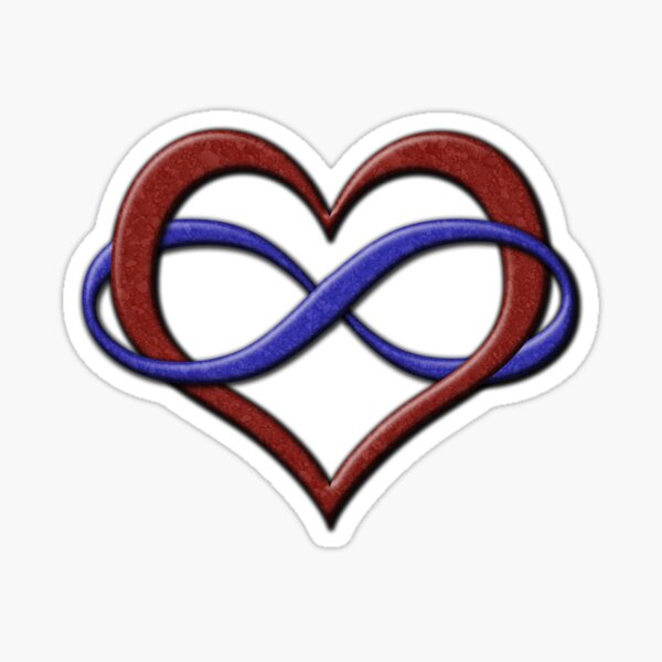 Polyamory Infinity Heart Symbol in Pride Flag Colors Sticker